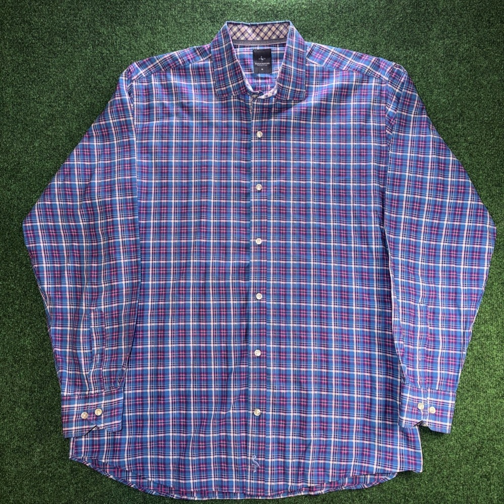Taylor‎ Byrd Long Sleeve Plaid Button Down Men's Size XL Purple Blue White